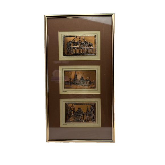 Echt Kupfer VTG W. Germany Copper Travel/Post Card Set of 3 in a Matted Framed‎ - Picture 4 of 14